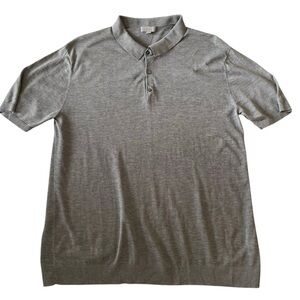 COS Slim Knitted Silk Polo Shirt Mens XL Gray Ribbed